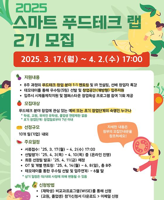 2025 스마트 푸드테크 랩 2기 모집(~4/2)